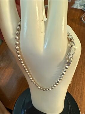 Vintage‎ 925 Silver Bead Chain Bracelet made in Italy